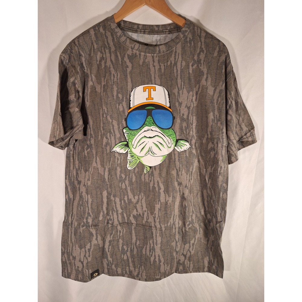 Mossy Oak Bill Dance Bass Washed Out Camo Tee Tennessee Hat Mens Medium